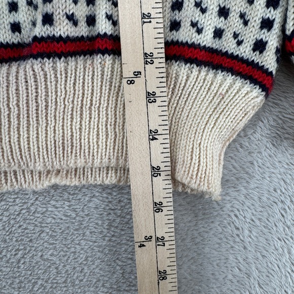 VTG LL Bean Norwegian Nordic Polar Bear Sweater Mens L Ivory Pullover Wool Cozy - Picture 7 of 8